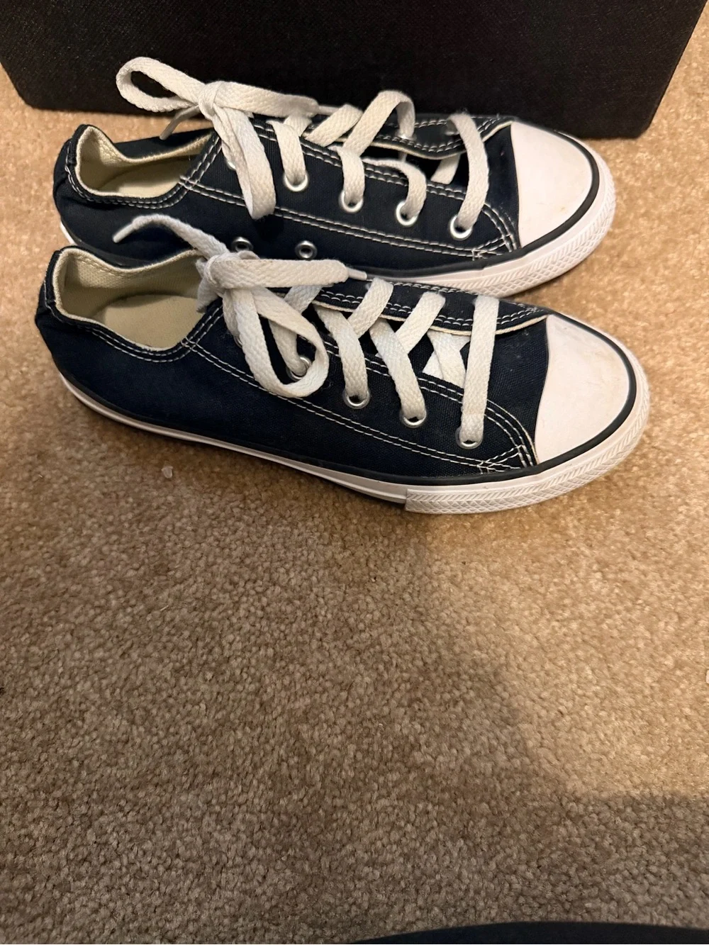Converse Kids Low-Top Canvas Sneakers in Navy and White